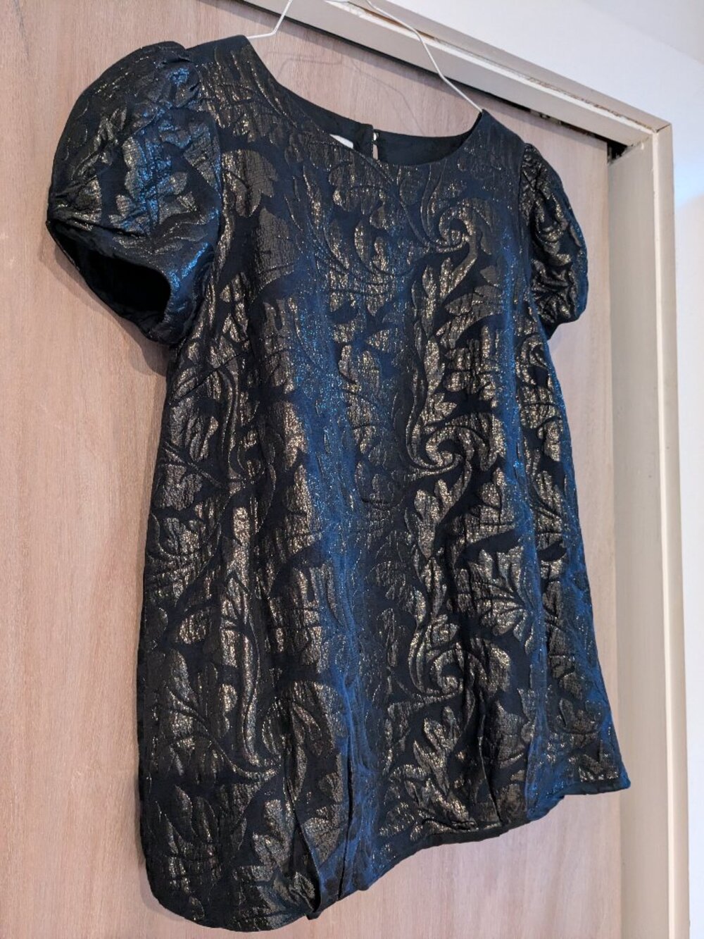 Tibi Copper on Black Bubble Hem Top